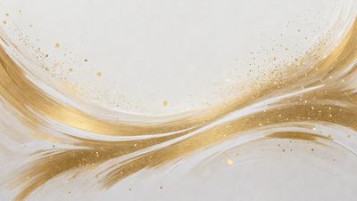 The primary subject of the image is a painting of a wave, featuring gold and white colors. The setting is a white background, and the visual style appears to be a digital art or illustration. The painting has a gold and white color scheme, creating a sense of elegance and sophistication.